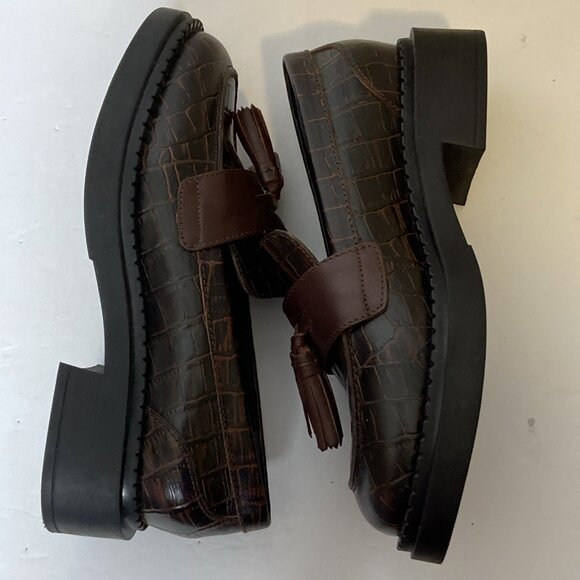 Seychelles Final Call Embossed Croc Leather Loafer w/ Tassel Womens Sz 8.5 Brown - Picture 8 of 14